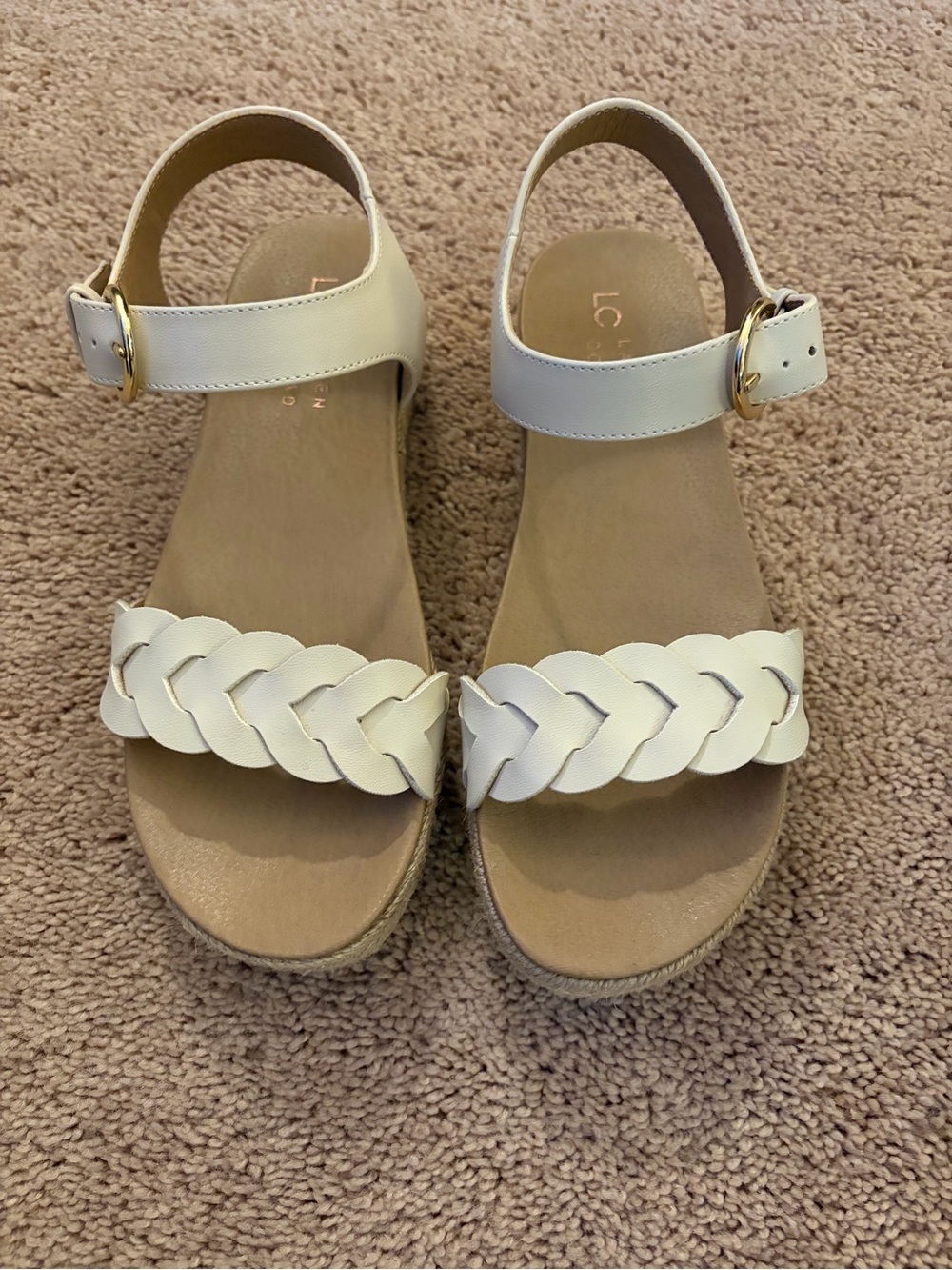 LC Lauren Conrad Jodee Braided Espadrille Flatform Sandals Beige Size 6